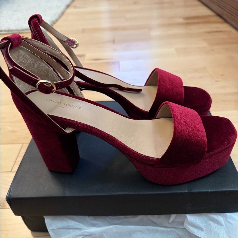 Banana Republic Women's Deep Red Velvet Heels